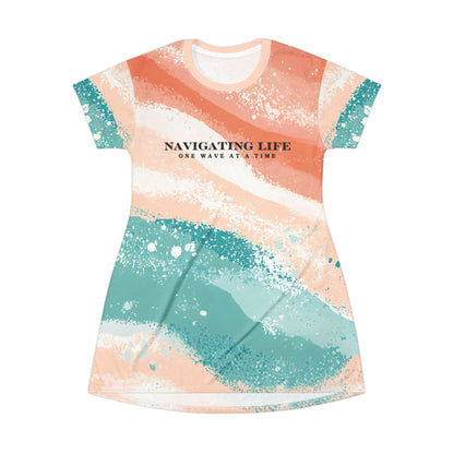 "Navigating Life, One Wave at a Time" Dress Tee