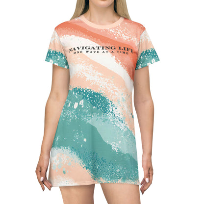 "Navigating Life, One Wave at a Time" Dress Tee